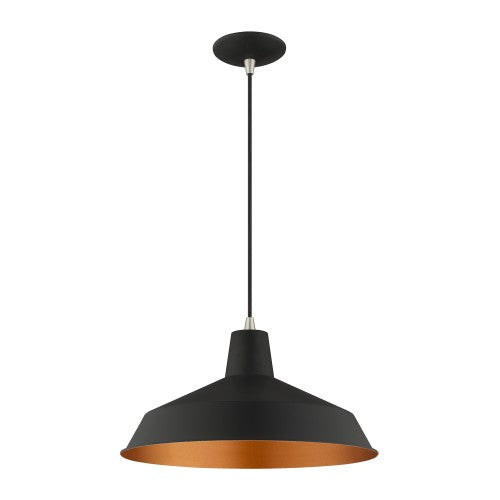 1 Light Black Single Pendant Livex