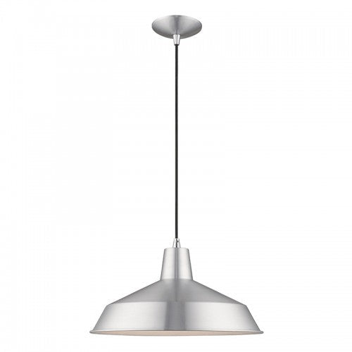 1 Light Brushed Aluminum Single Pendant Livex