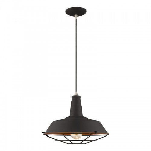 1 Light Black Single Pendant Livex