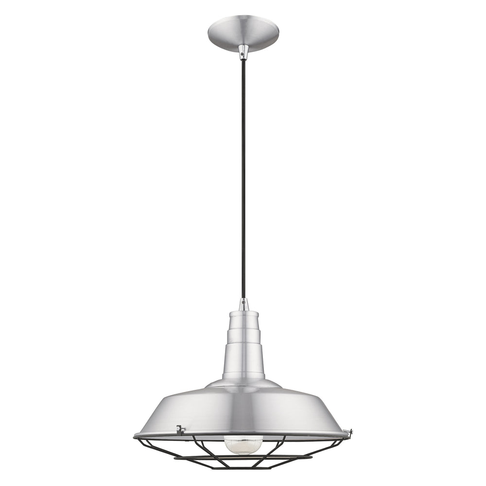 1 Light Brushed Aluminum Single Pendant Livex