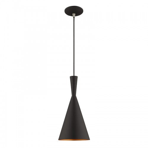 1 Light Black Single Pendant Livex