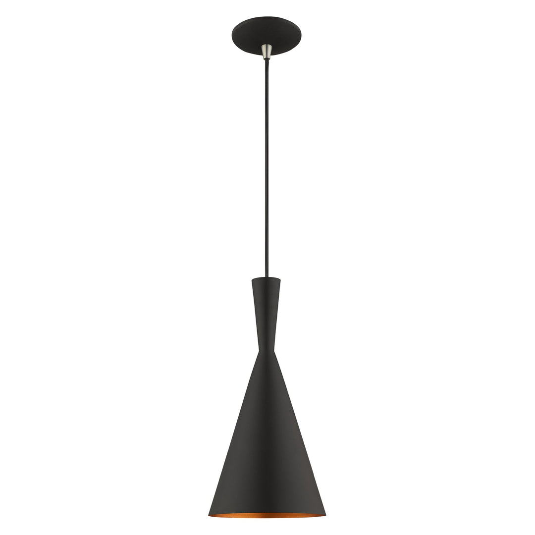 1 Light Black Single Pendant Livex