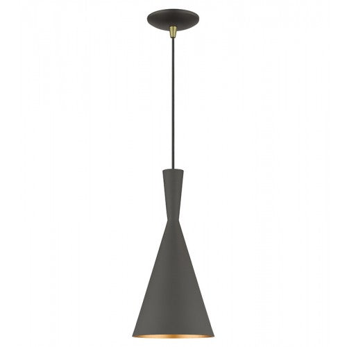 1 Light Bronze Pendant with Antique Brass Finish Accents Livex