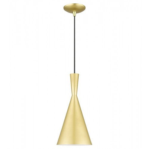 1 Light Soft Gold Pendant with Polished Brass Finish Accents Livex