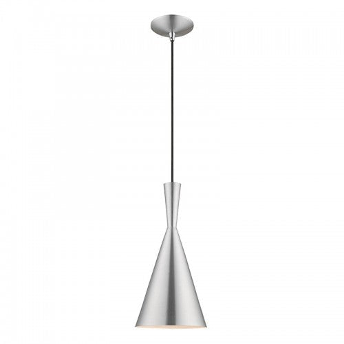 1 Light Brushed Aluminum Single Pendant Livex