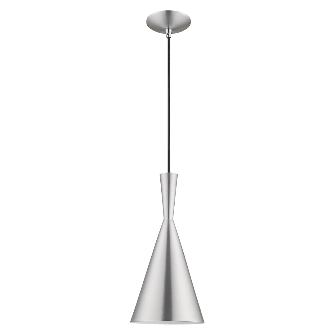 1 Light Brushed Aluminum Single Pendant Livex