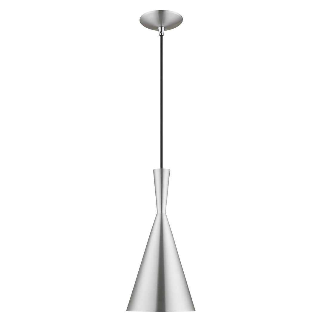 1 Light Brushed Aluminum Single Pendant Livex