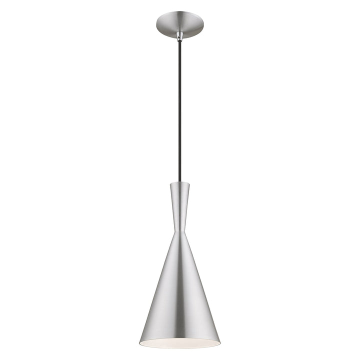 1 Light Brushed Aluminum Single Pendant Livex