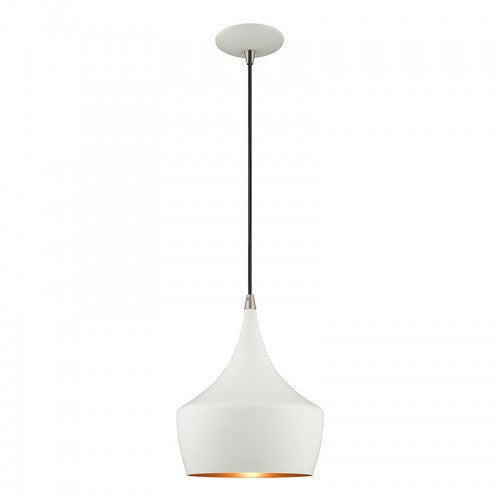 1 Light White Single Pendant Livex