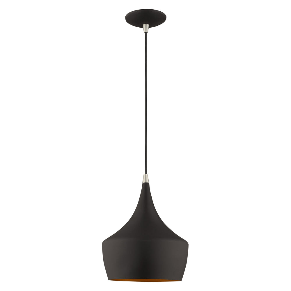 1 Light Black Single Pendant Livex