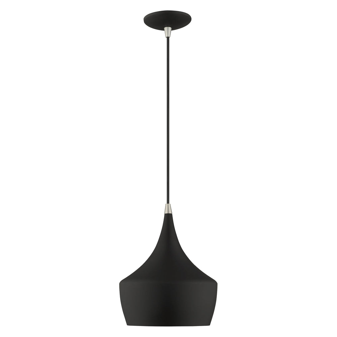 1 Light Black Single Pendant Livex