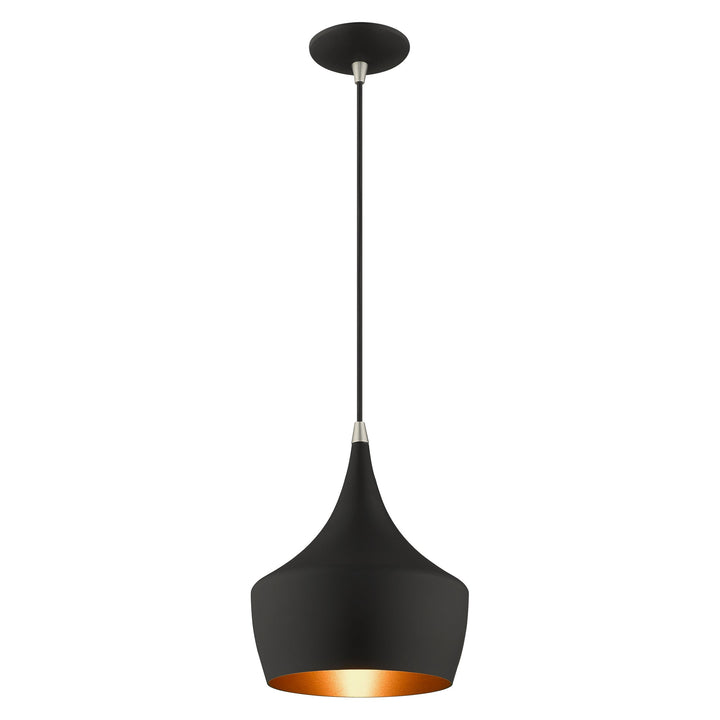 1 Light Black Single Pendant Livex