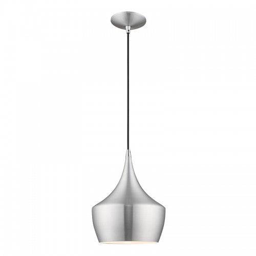 1 Light Brushed Aluminum Single Pendant Livex