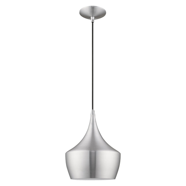 1 Light Brushed Aluminum Single Pendant Livex