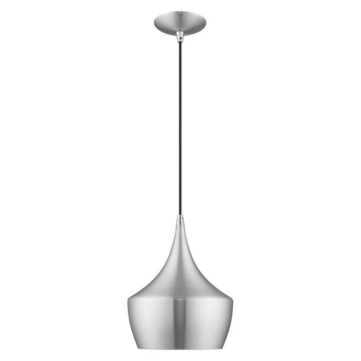 1 Light Brushed Aluminum Single Pendant Livex