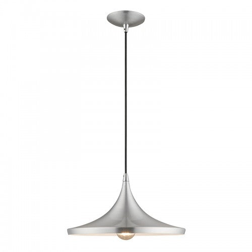 1 Light Brushed Aluminum Single Pendant Livex