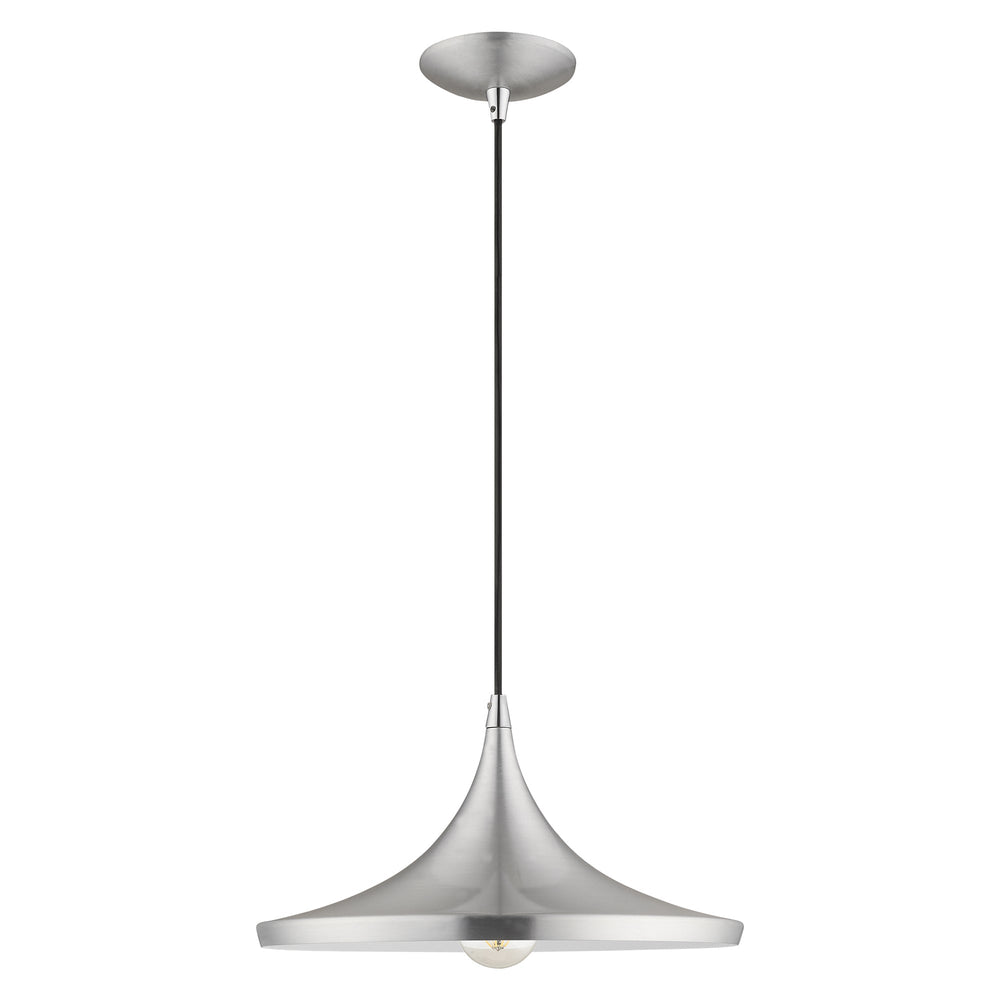 1 Light Brushed Aluminum Single Pendant Livex