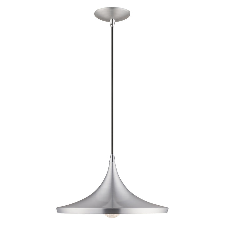 1 Light Brushed Aluminum Single Pendant Livex