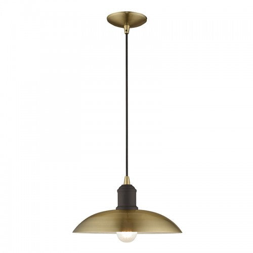 1 Light Antique Brass Single Pendant Livex