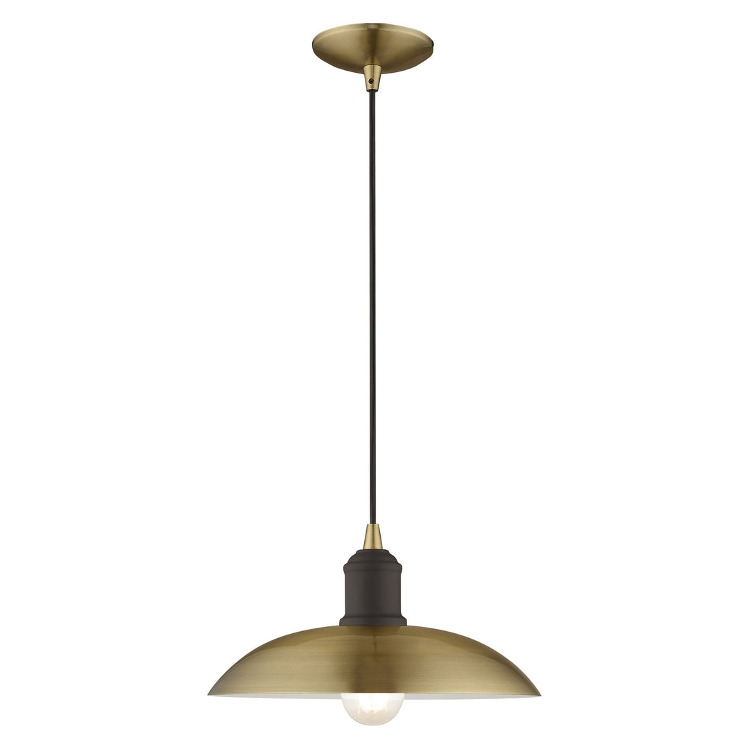 1 Light Antique Brass Single Pendant Livex