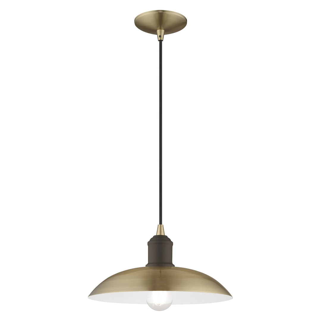 1 Light Antique Brass Single Pendant Livex