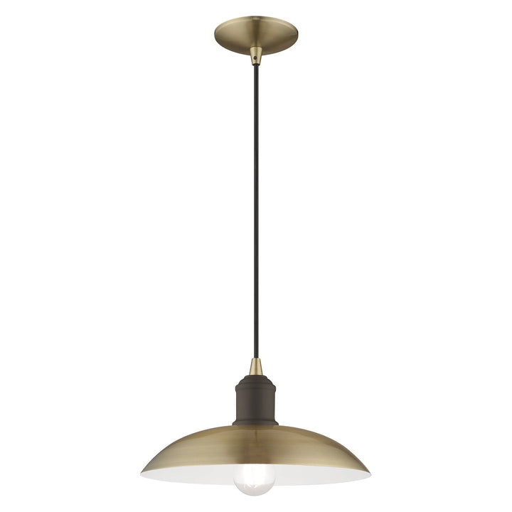 1 Light Antique Brass Single Pendant Livex