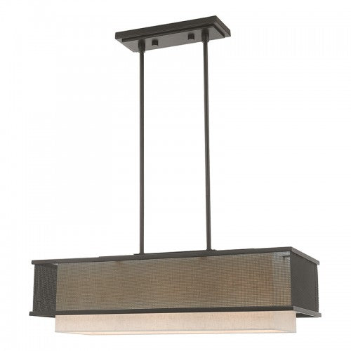 3 Light Bronze Linear Chandelier Livex