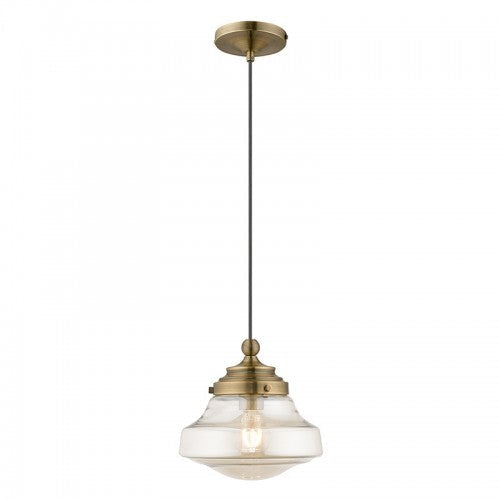 1 Light Antique Brass Single Pendant Livex