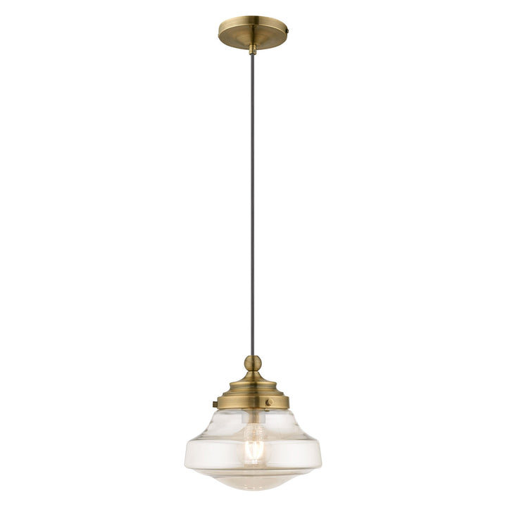 1 Light Antique Brass Single Pendant Livex