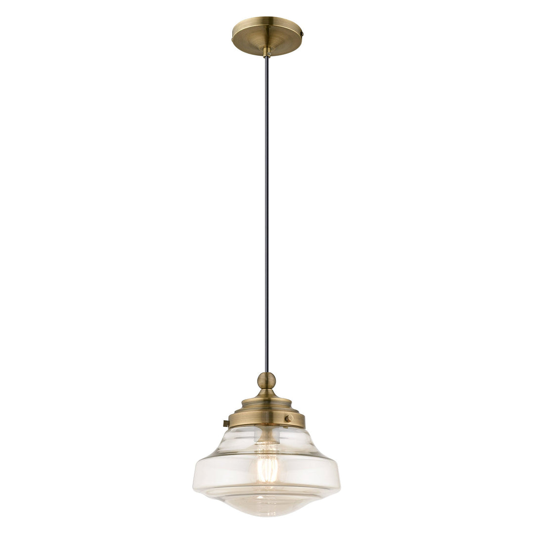 1 Light Antique Brass Single Pendant Livex