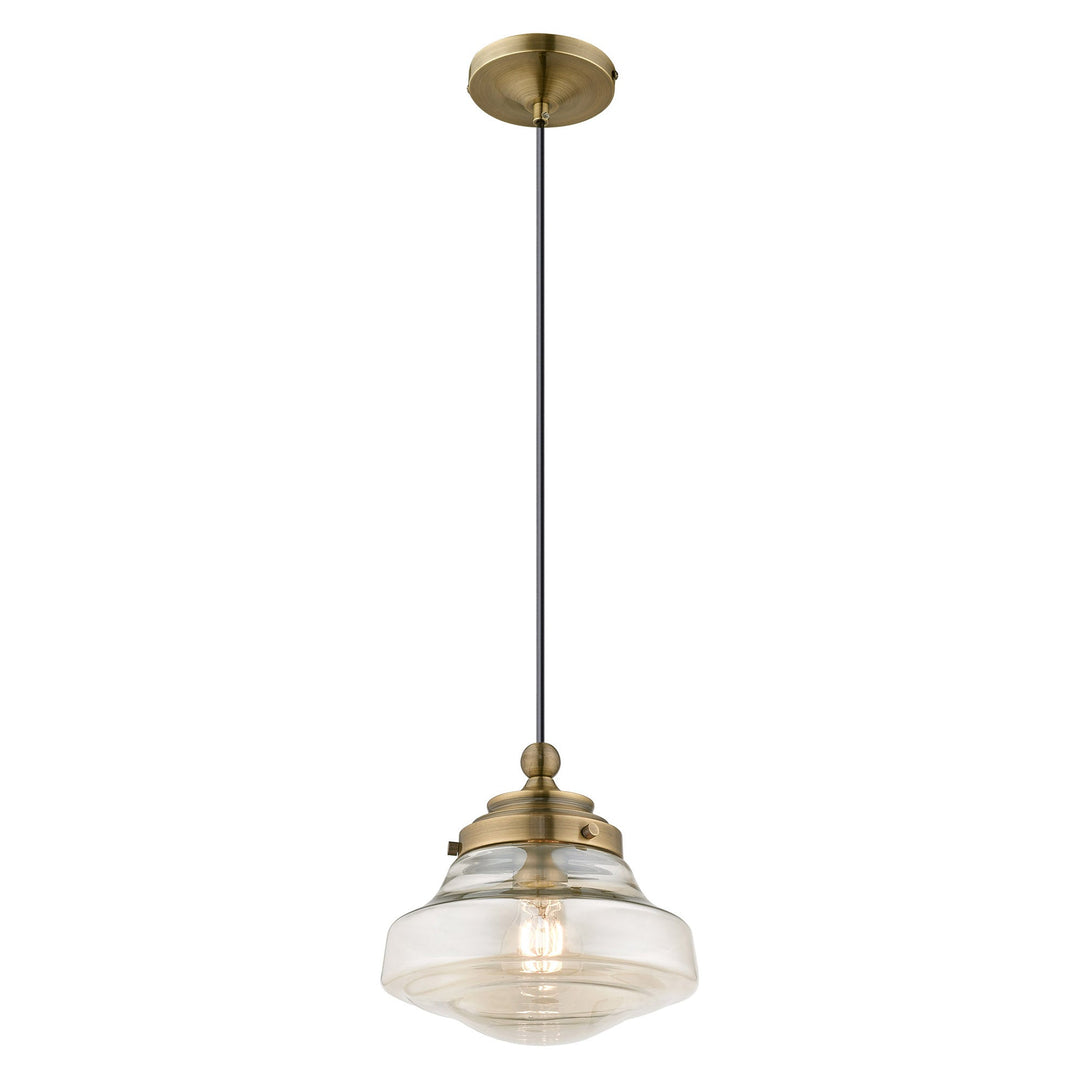 1 Light Antique Brass Single Pendant Livex