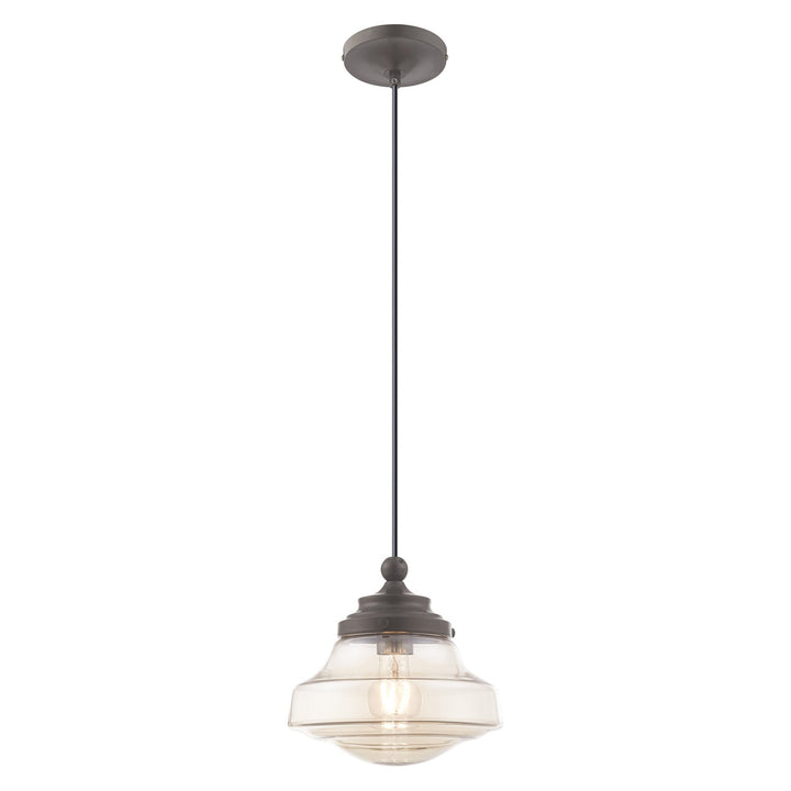 1 Light English Bronze Single Pendant Livex