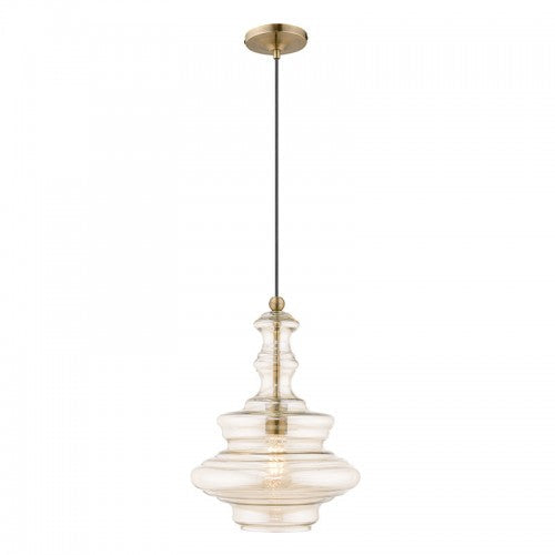 1 Light Antique Brass Single Pendant Livex