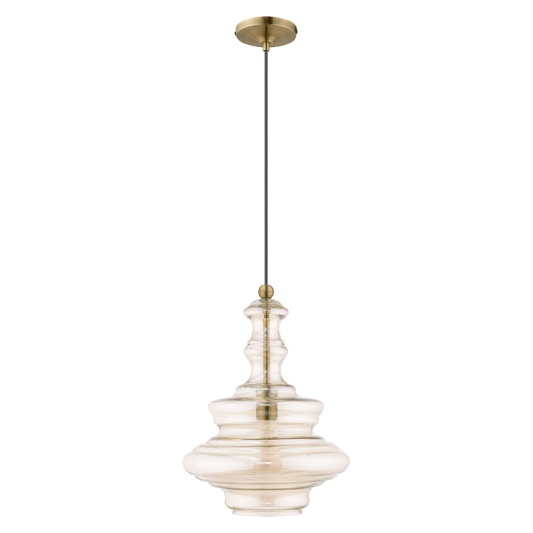 1 Light Antique Brass Single Pendant Livex