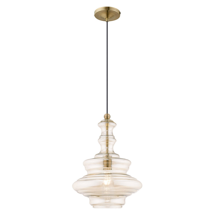 1 Light Antique Brass Single Pendant Livex