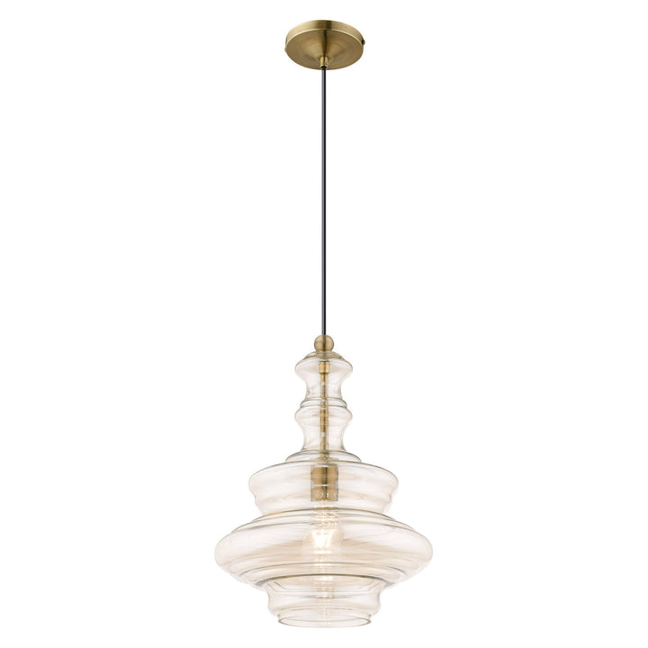 1 Light Antique Brass Single Pendant Livex