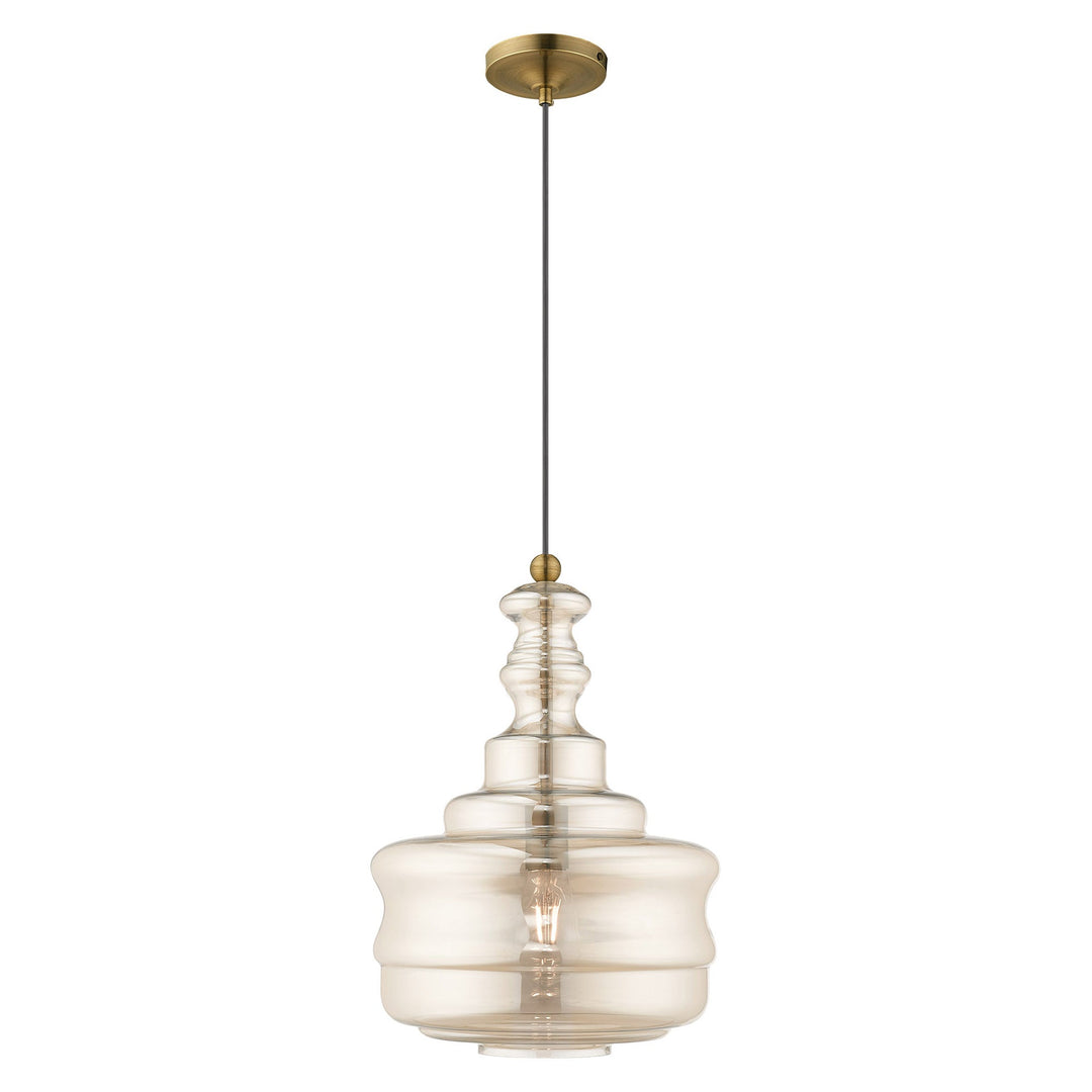 1 Light Antique Brass Single Pendant Livex