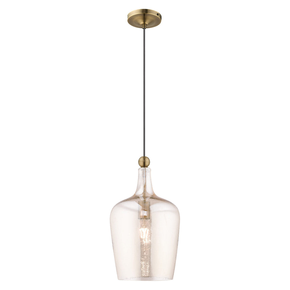 1 Light Antique Brass Single Pendant Livex