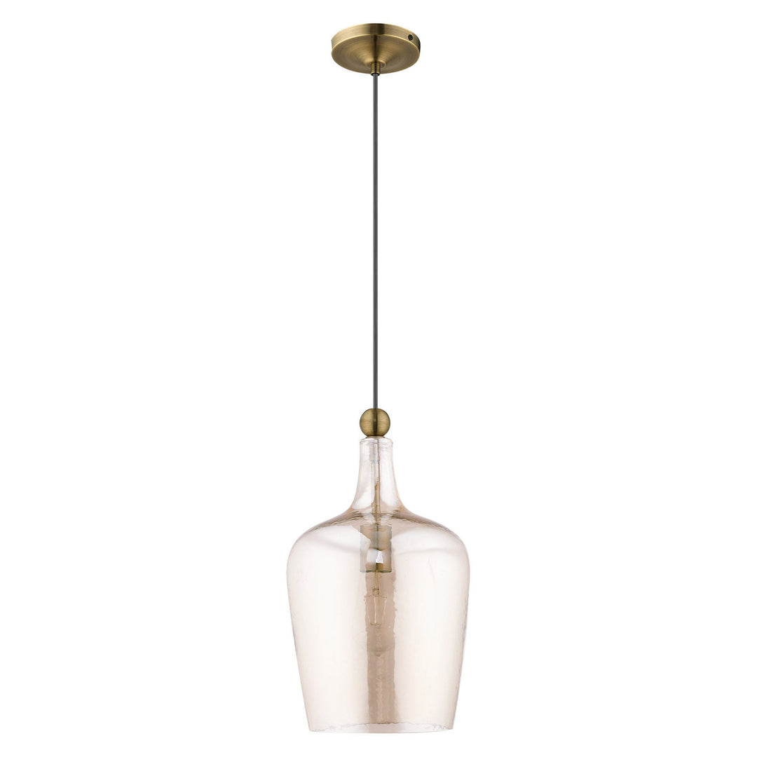 1 Light Antique Brass Single Pendant Livex