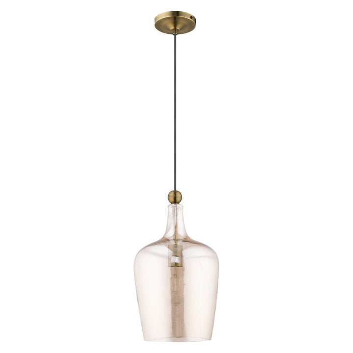 1 Light Antique Brass Single Pendant Livex