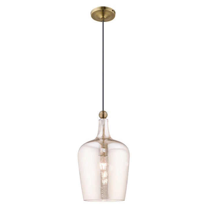 1 Light Antique Brass Single Pendant Livex