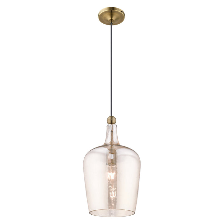 1 Light Antique Brass Single Pendant Livex