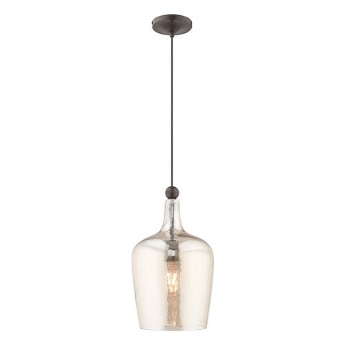 1 Light English Bronze Single Pendant Livex