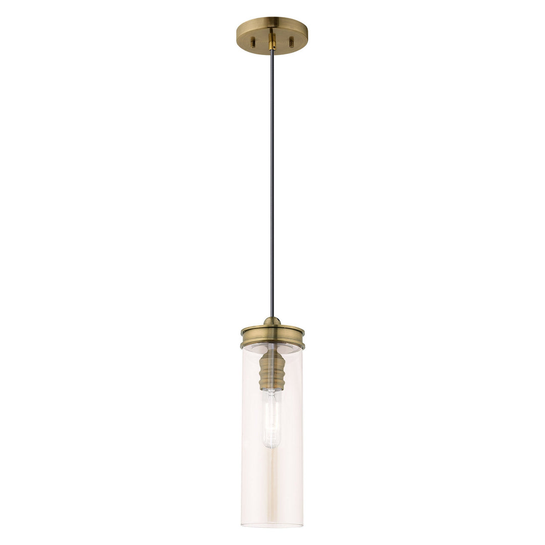 1 Light Antique Brass Single Pendant Livex