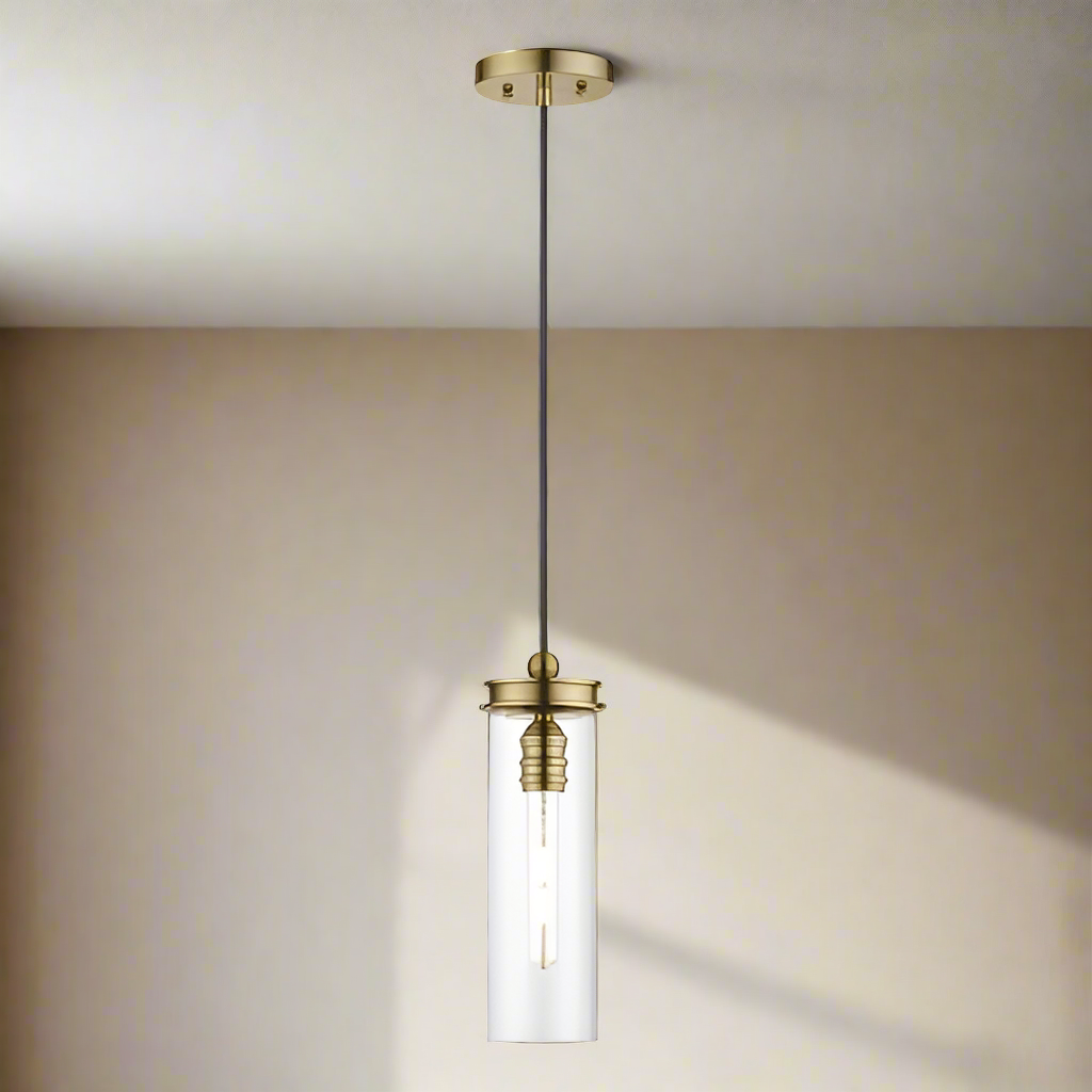 1 Light Antique Brass Mini Pendant Livex