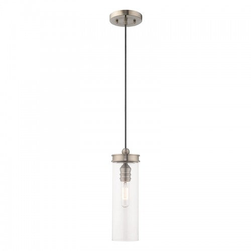 1 Light Brushed Nickel Single Pendant Livex