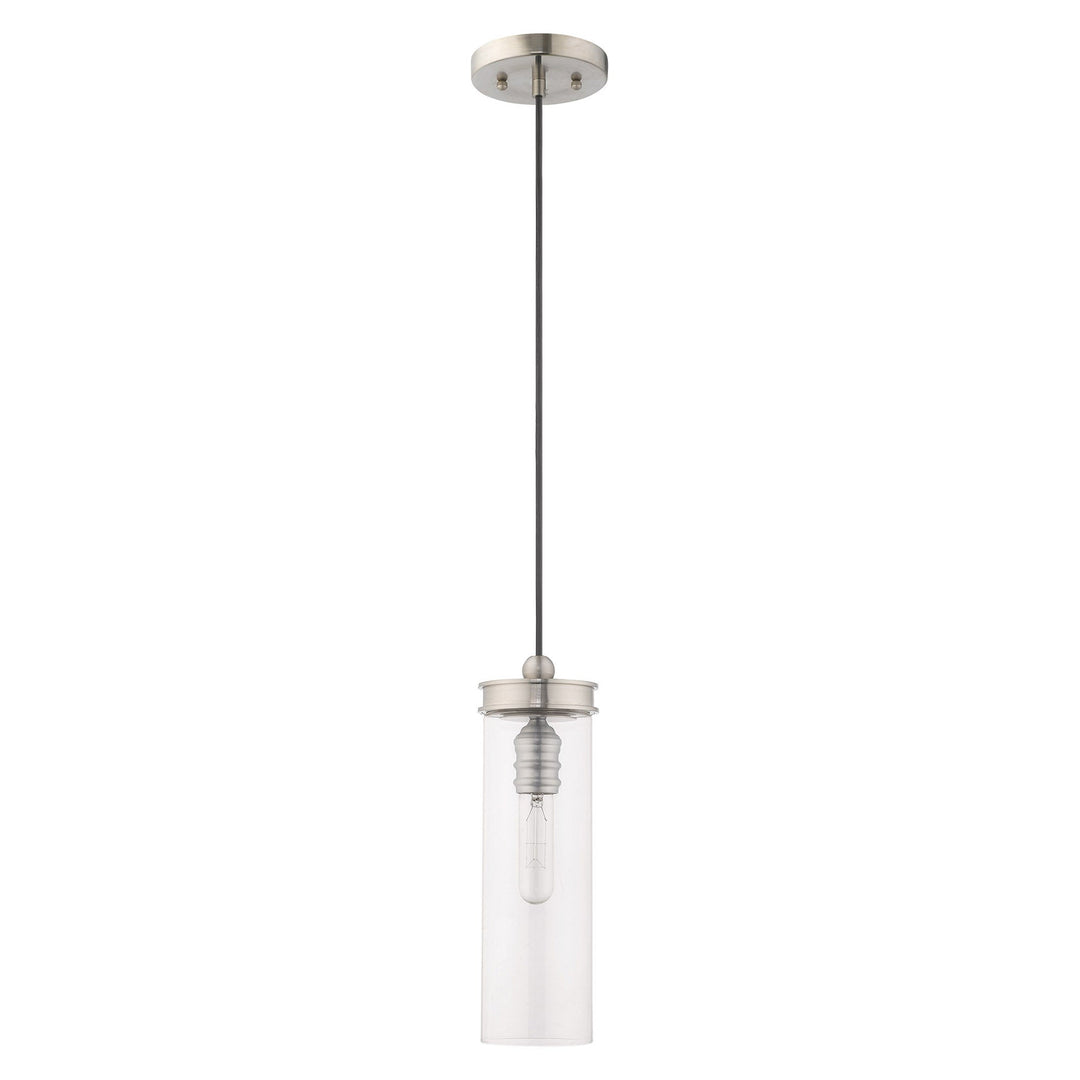 1 Light Brushed Nickel Single Pendant Livex