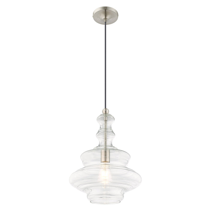 1 Light Brushed Nickel Single Pendant Livex