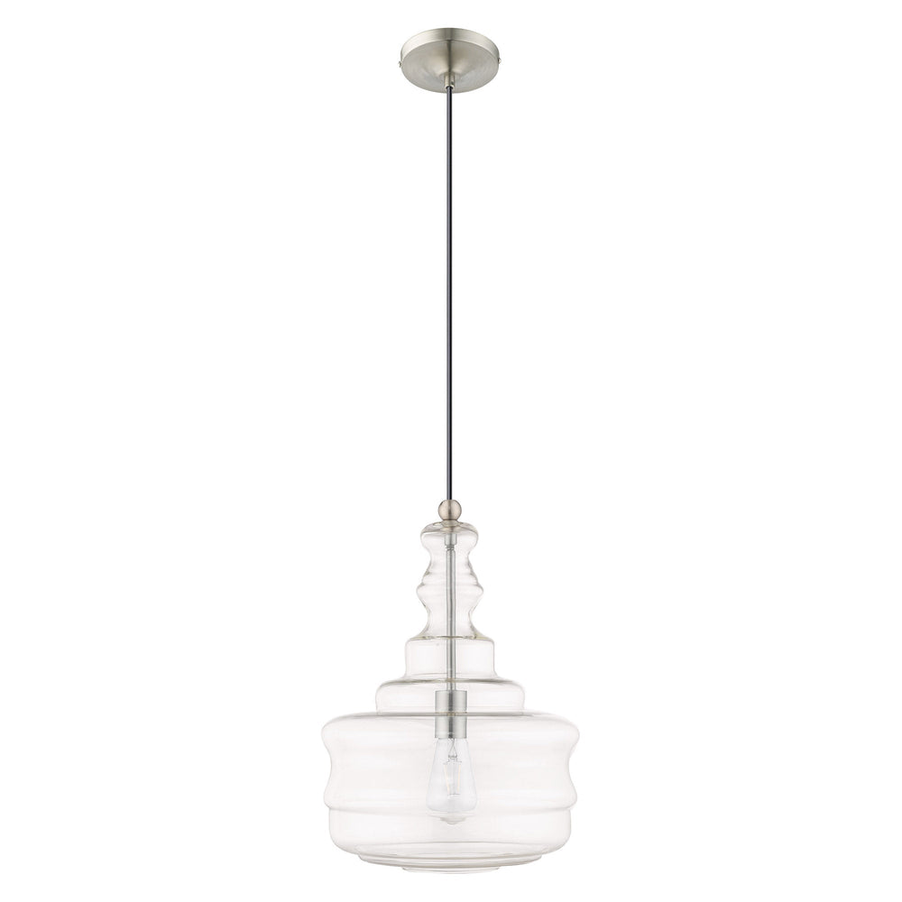 1 Light Brushed Nickel Single Pendant Livex