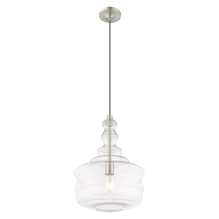 1 Light Brushed Nickel Single Pendant Livex